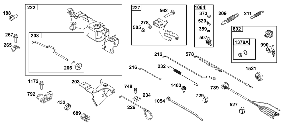 Controls Group Diagram and Parts List for 305447-0593-B5 200000 - 399999 Briggs and Stratton Engine